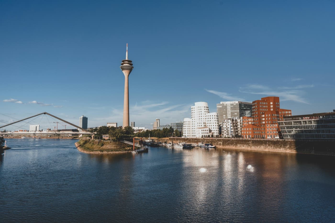 Düsseldorf skyline: Rheinturm and the Medienhafen